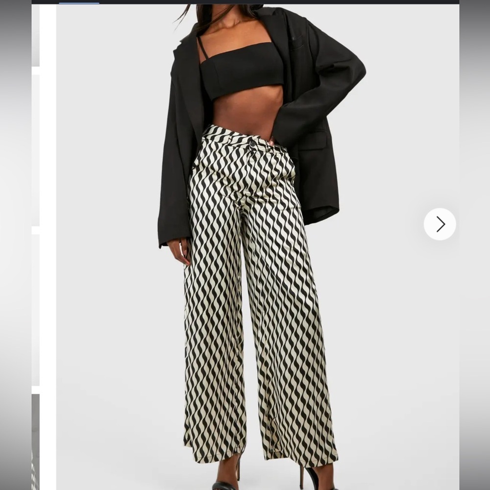 Boohoo Monochrome Zigzag Wide Leg Pants